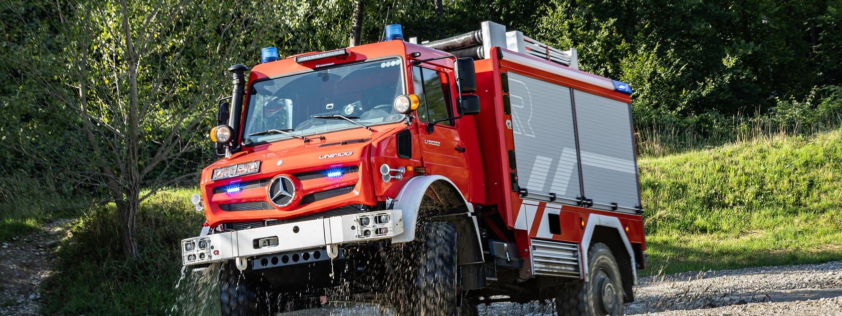 Mercedes-Benz Special Trucks presents a extreme off-road Unimog fire-fighting vehicle at the RETTmobil