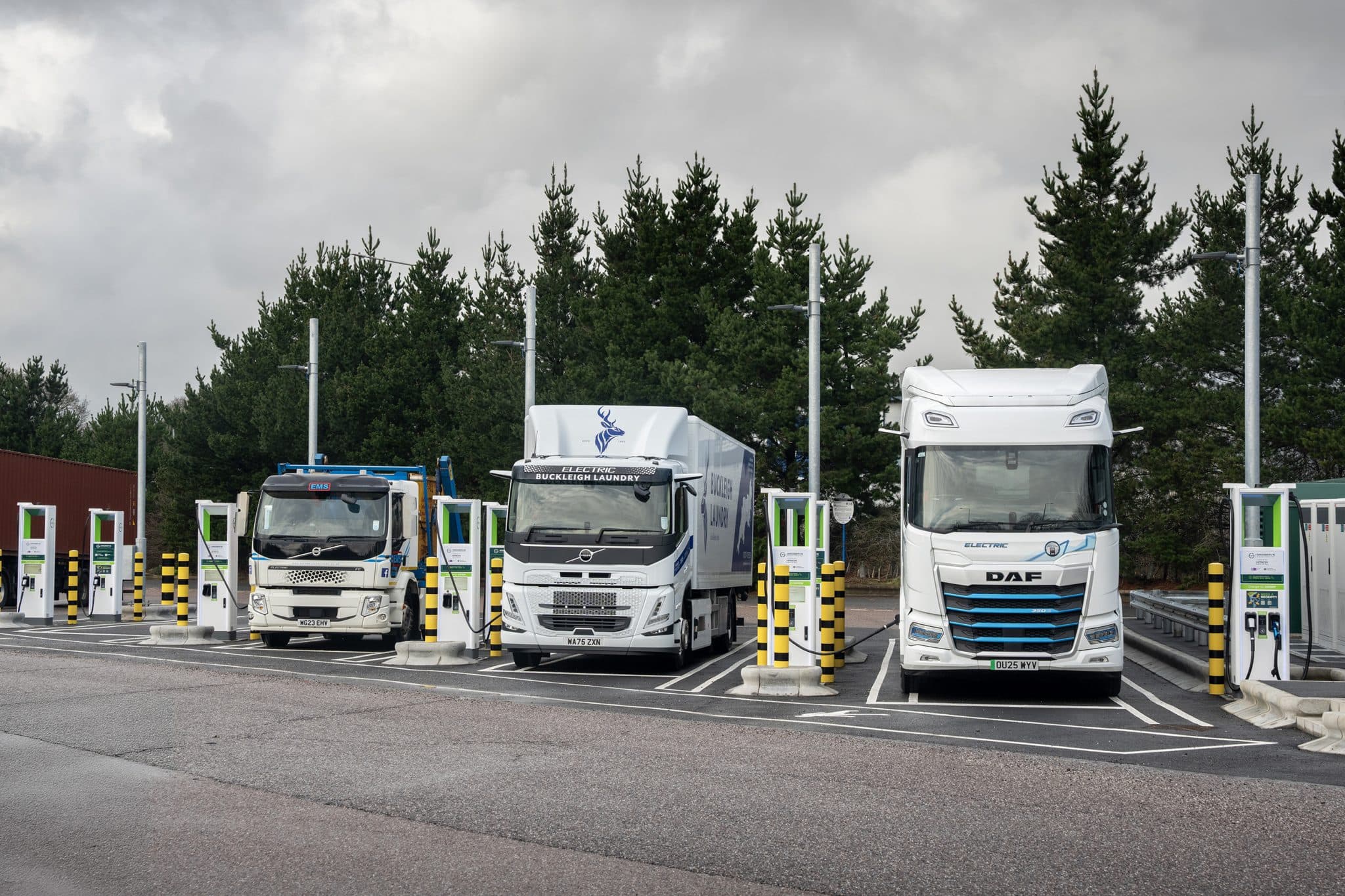 The GRIDSERVE Electric Freightway is underway with two electric truck charging stations now open at Baldock and Exeter service stations